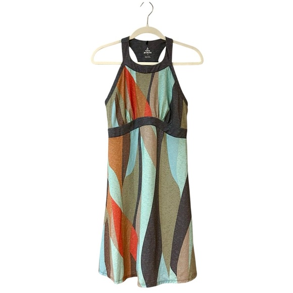 Prana Calexico Dress Sz S Soft Geometric High Neck Stretchy Mini Sundress - Picture 3 of 9